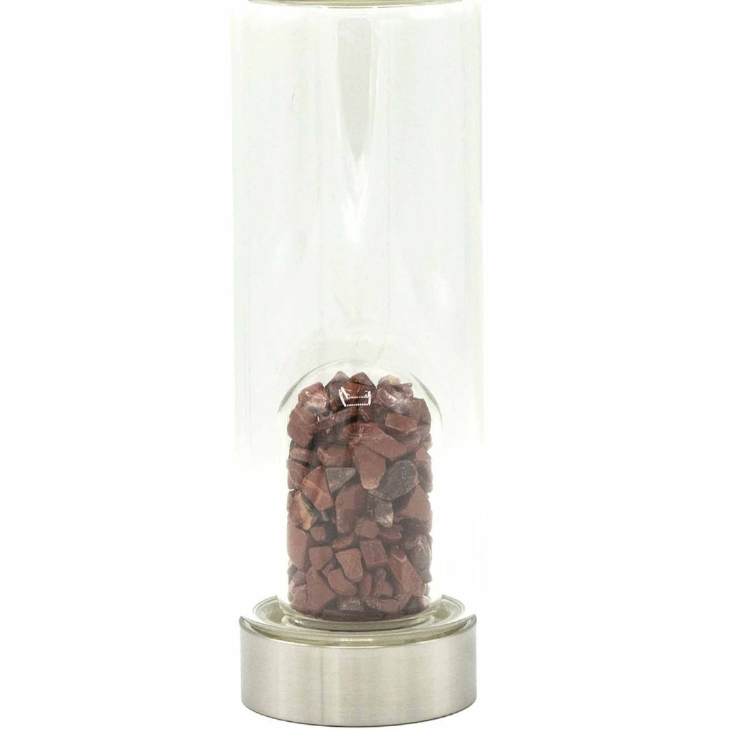Crystal Infused Glass Water Bottle Red Jasper