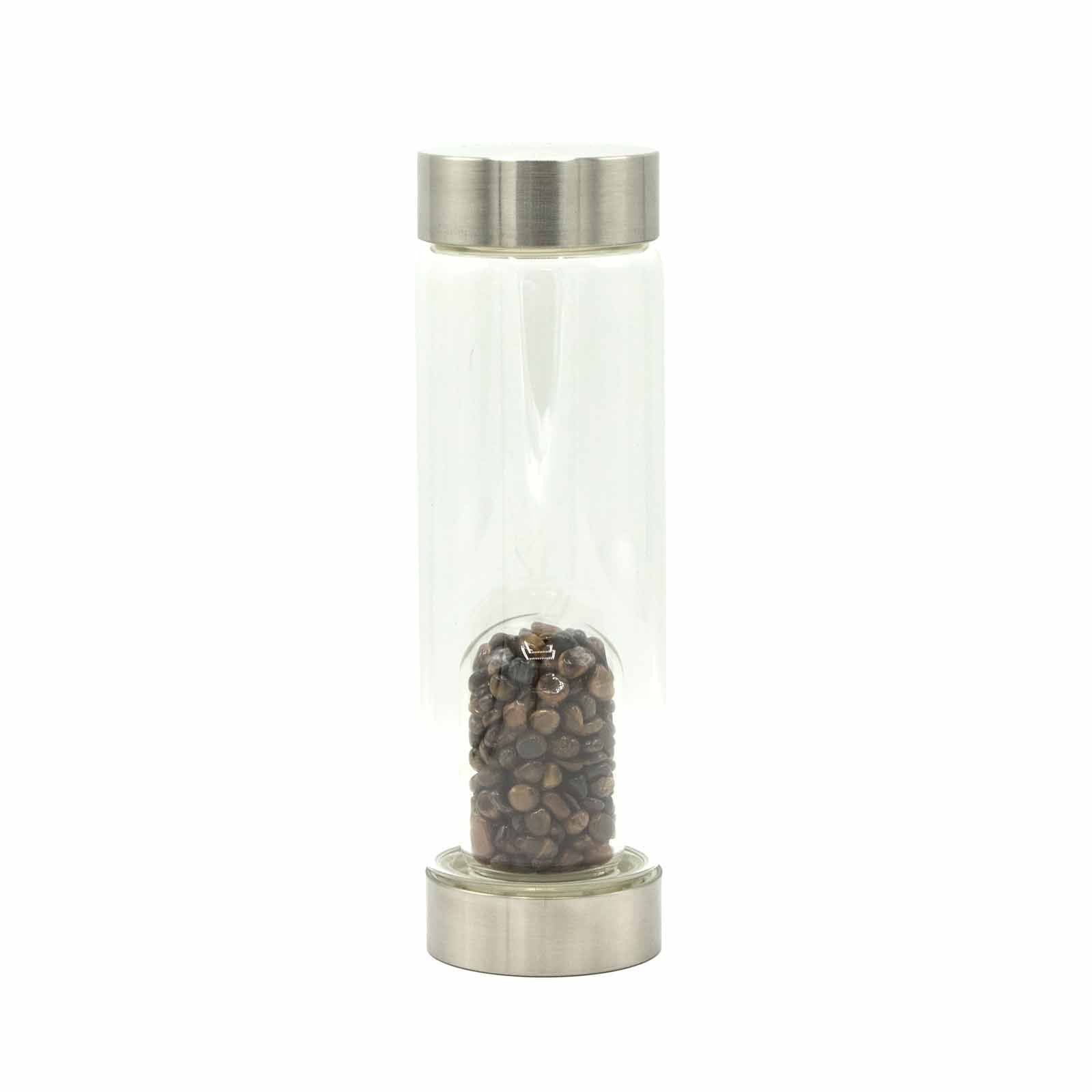 Crystal Infused Glass Water Bottle Tiger's Eye