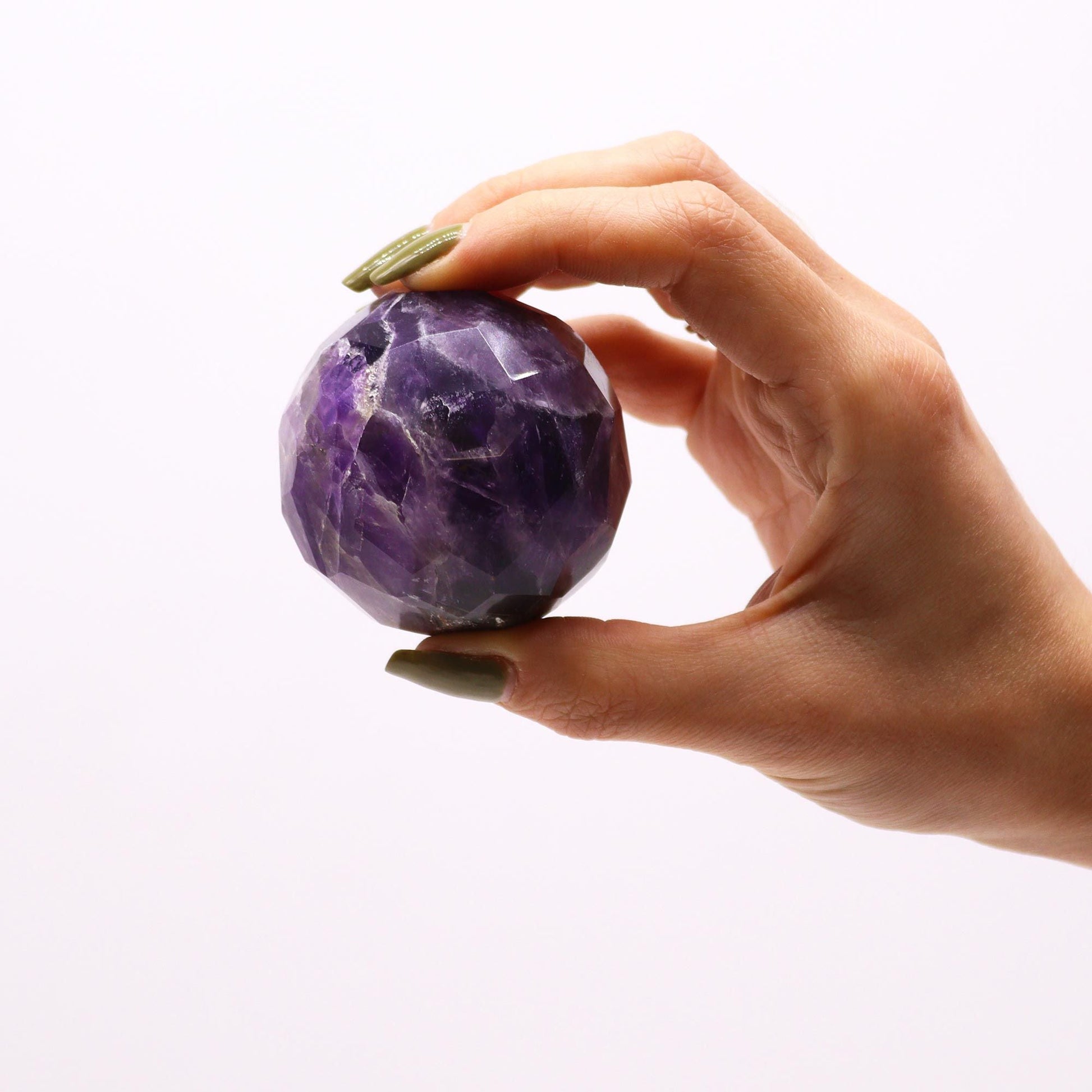 Amethyst Faceted Healing Ball with Wooden Stand