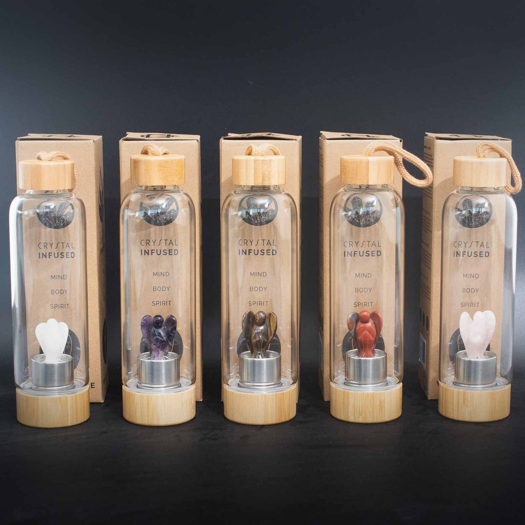 Crystal Infused Glass Water Bottle Tiger's Eye