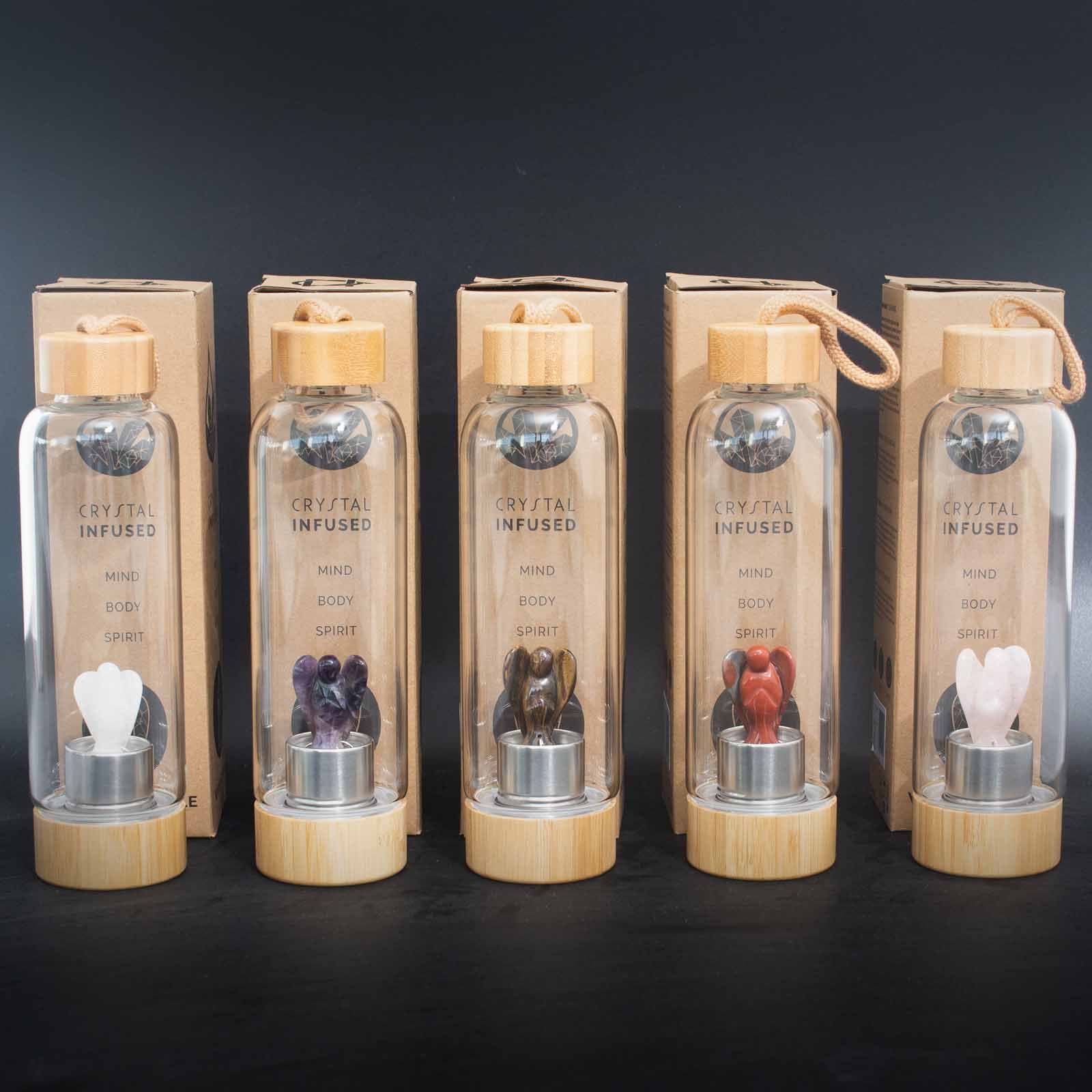 Crystal Infused Glass Water Bottle Tiger's Eye