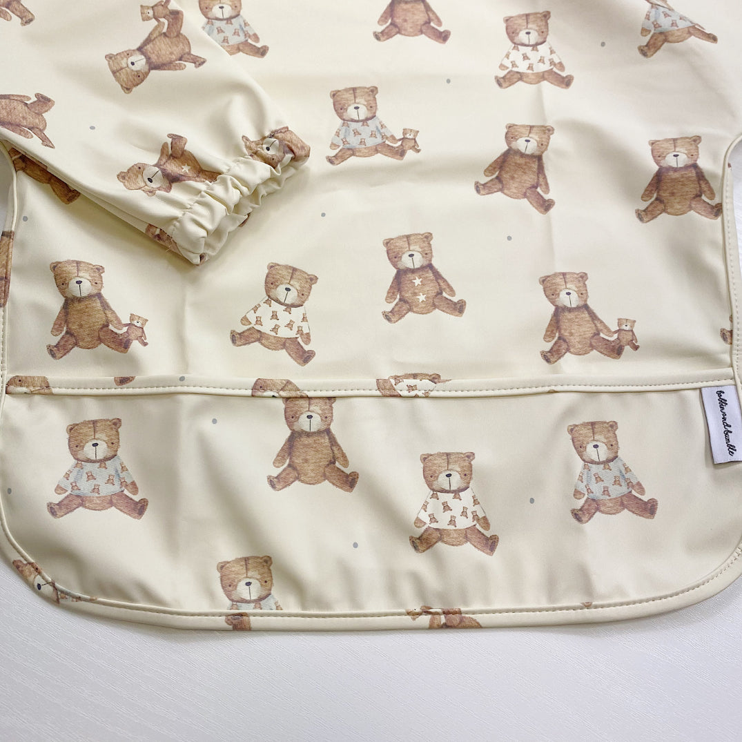 Long Sleeved Baby Bib - Teddy Bear Print