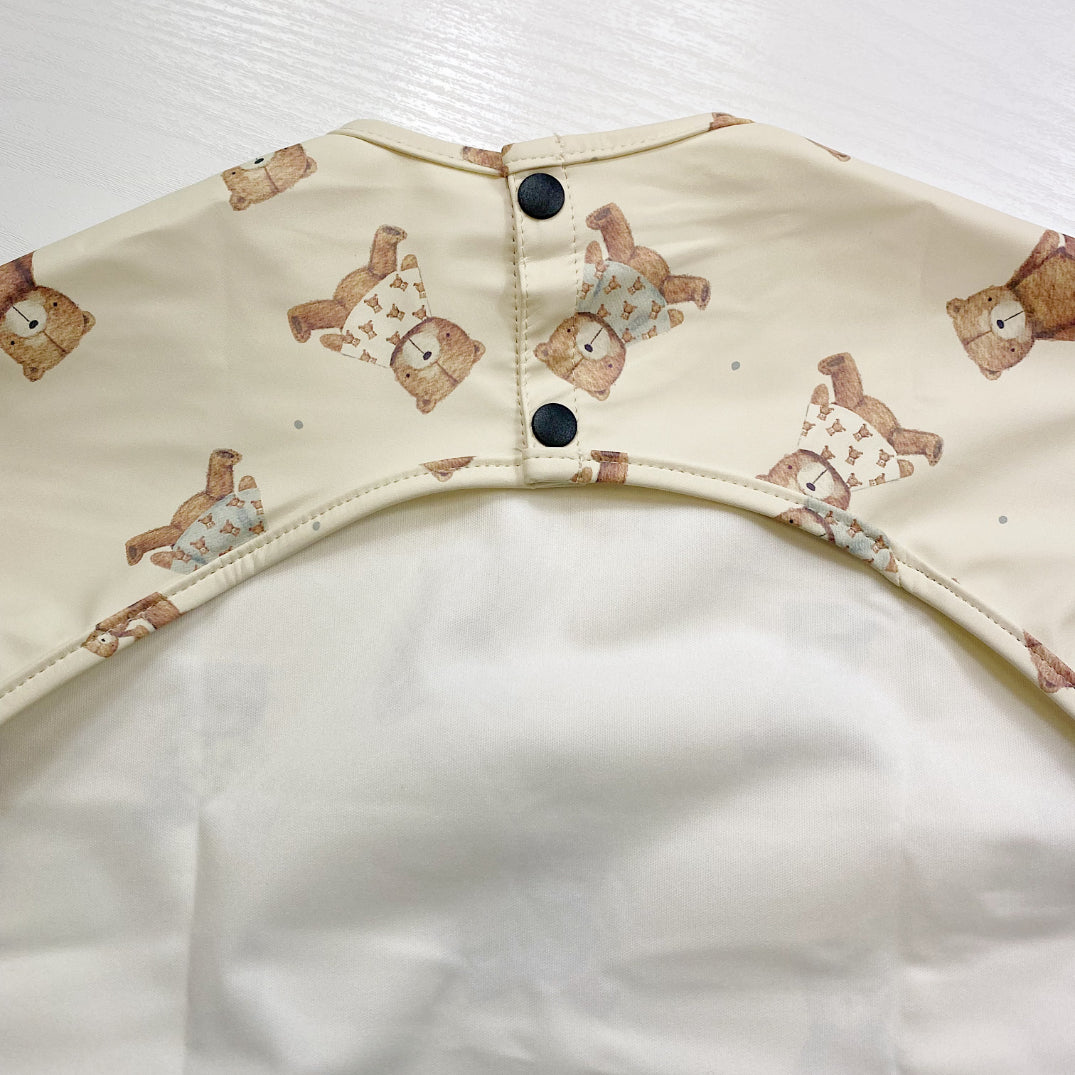 Long Sleeved Baby Bib - Teddy Bear Print