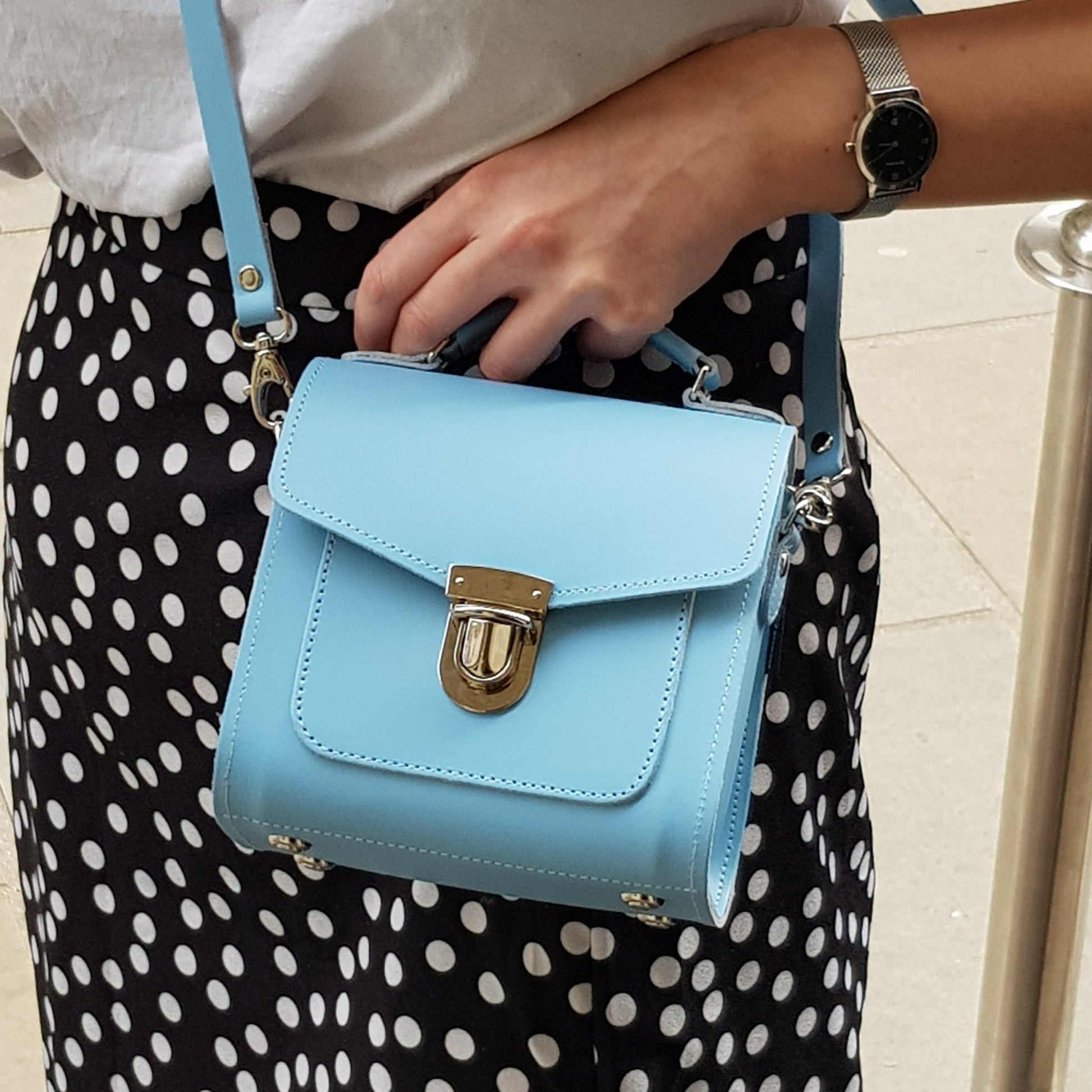 Handmade Leather Sugarcube Handbag in Pastel Pink
