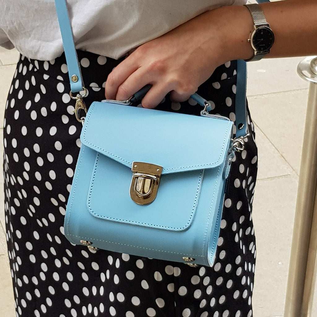 Handmade Leather Sugarcube Handbag in Rose Quartz