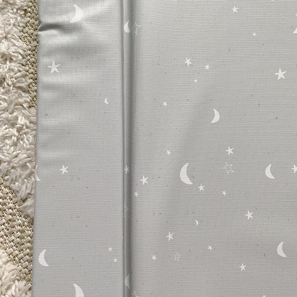 Standard Changing Mat - Grey-green moon and stars Print