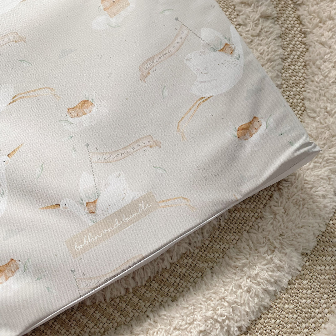 Anti-Roll Wedge Baby Changing Mat - Welcome Baby Print