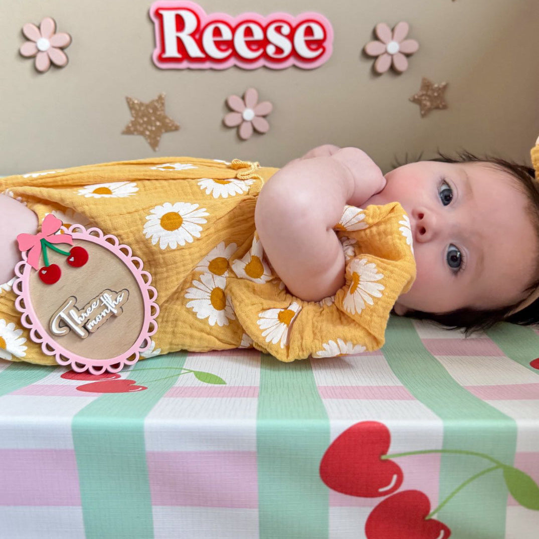 Anti-Roll Wedge Baby Changing Mat - Cherry