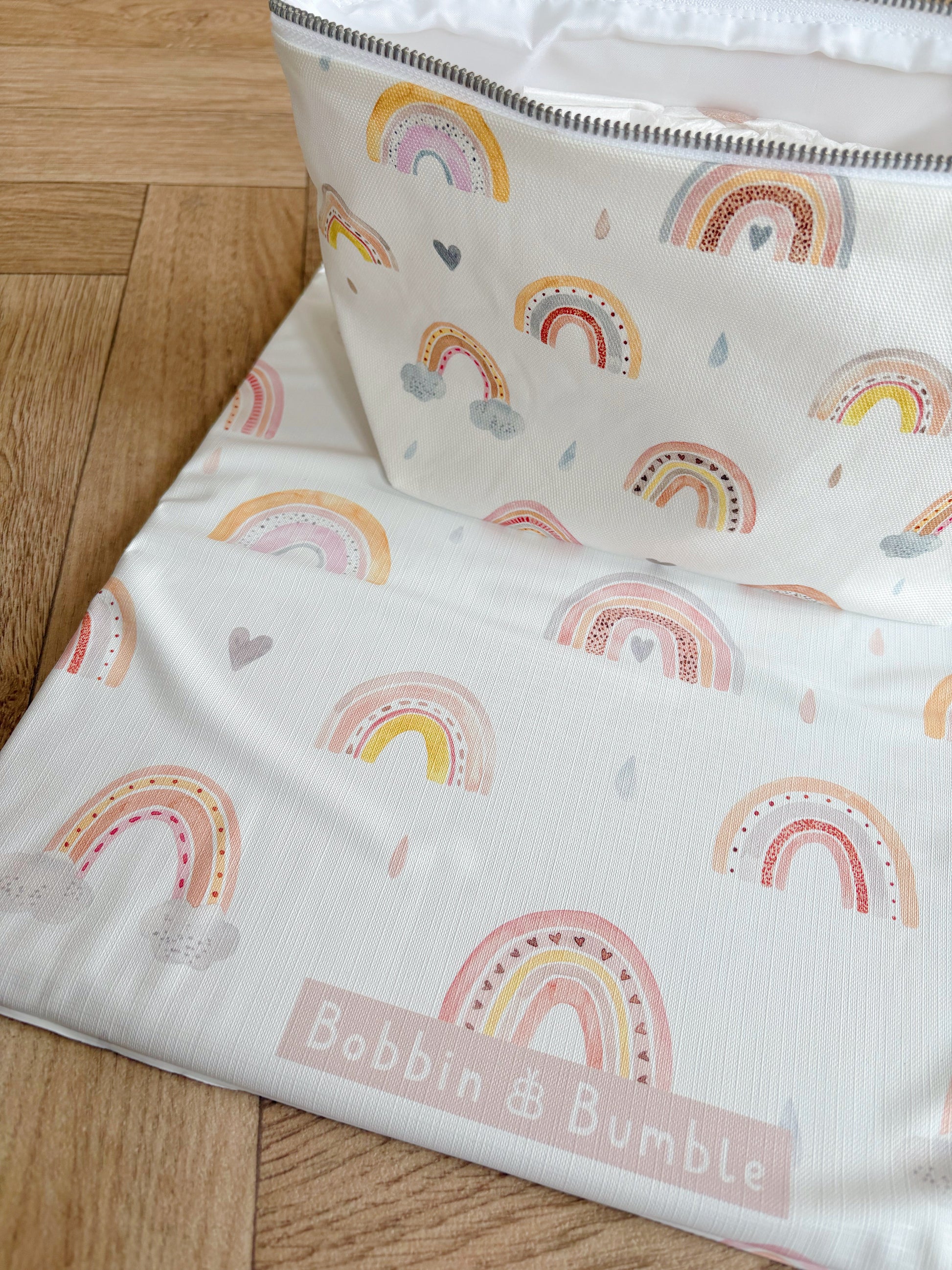 Nappy and wipes pouch - Beau Rainbow Print