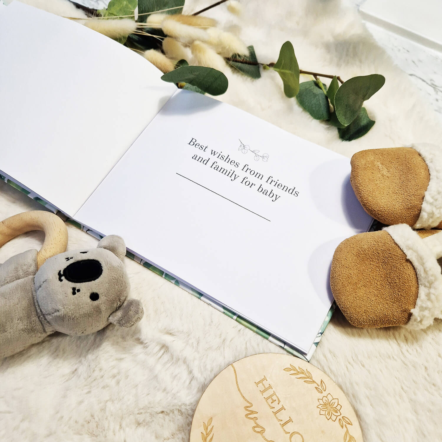 Wishes for Baby Guestbook White A5