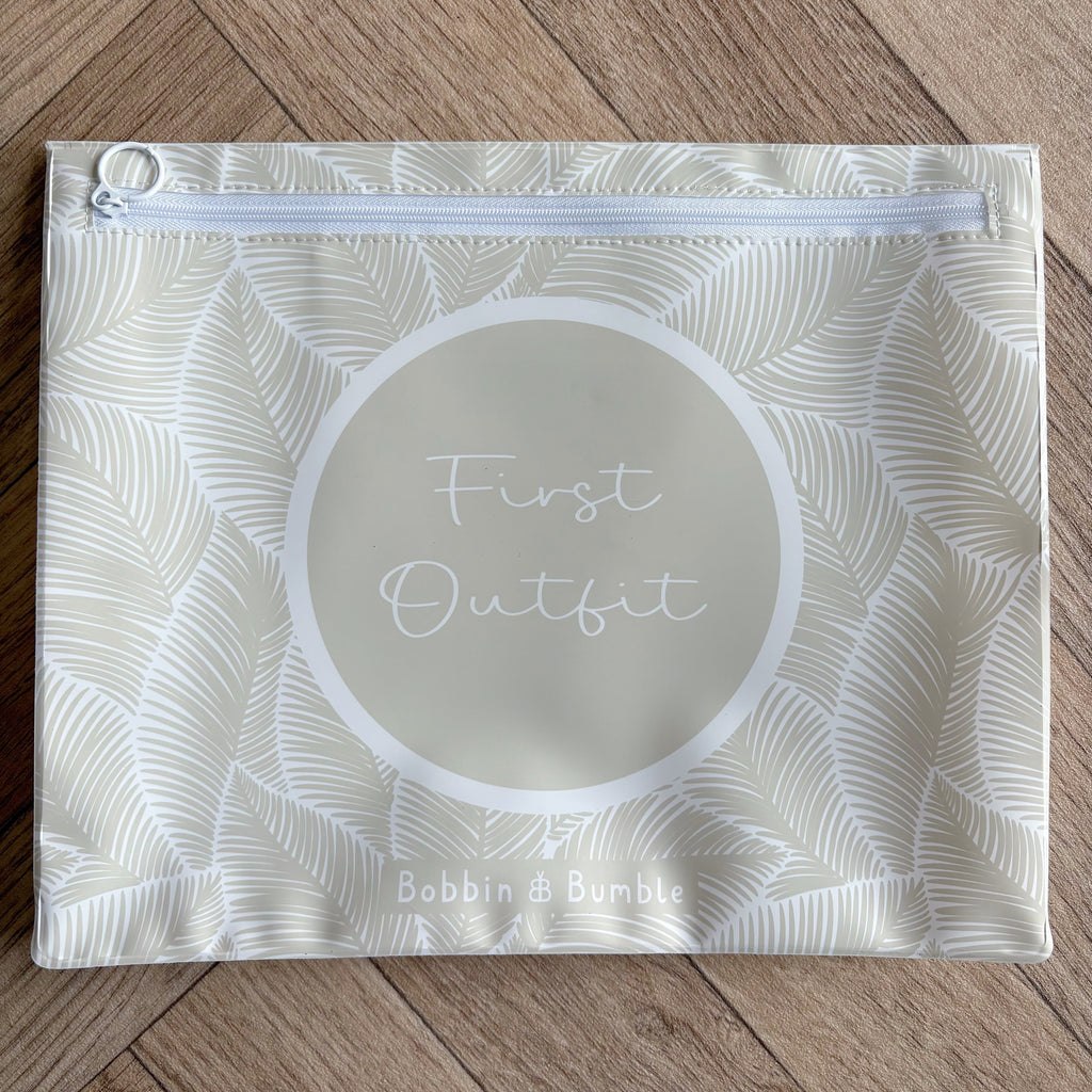 Hospital Bag Organiser Pouches - Unisex Beige Leaf Print