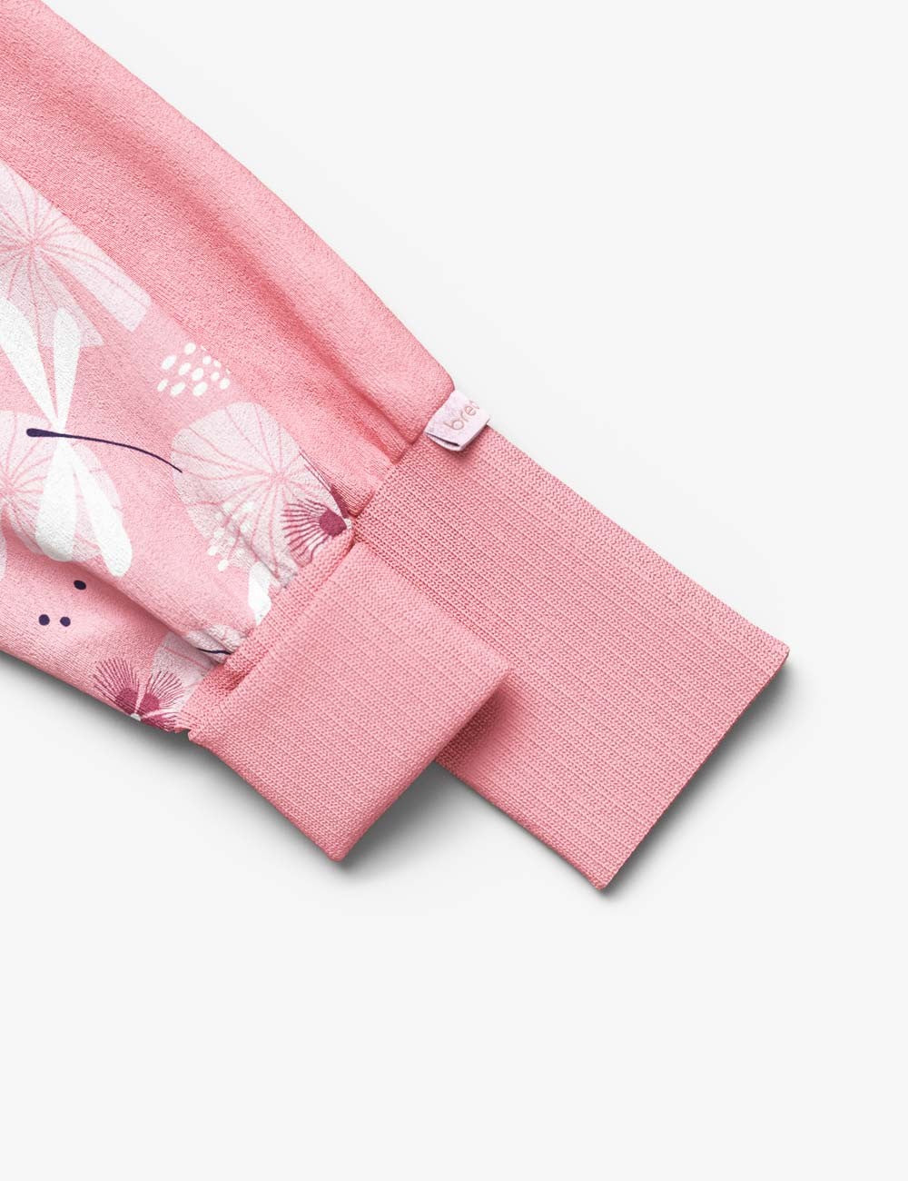 close-up of the functional two-way zipper on a soft dragonfly baby sleepsuit for easy diaper changes