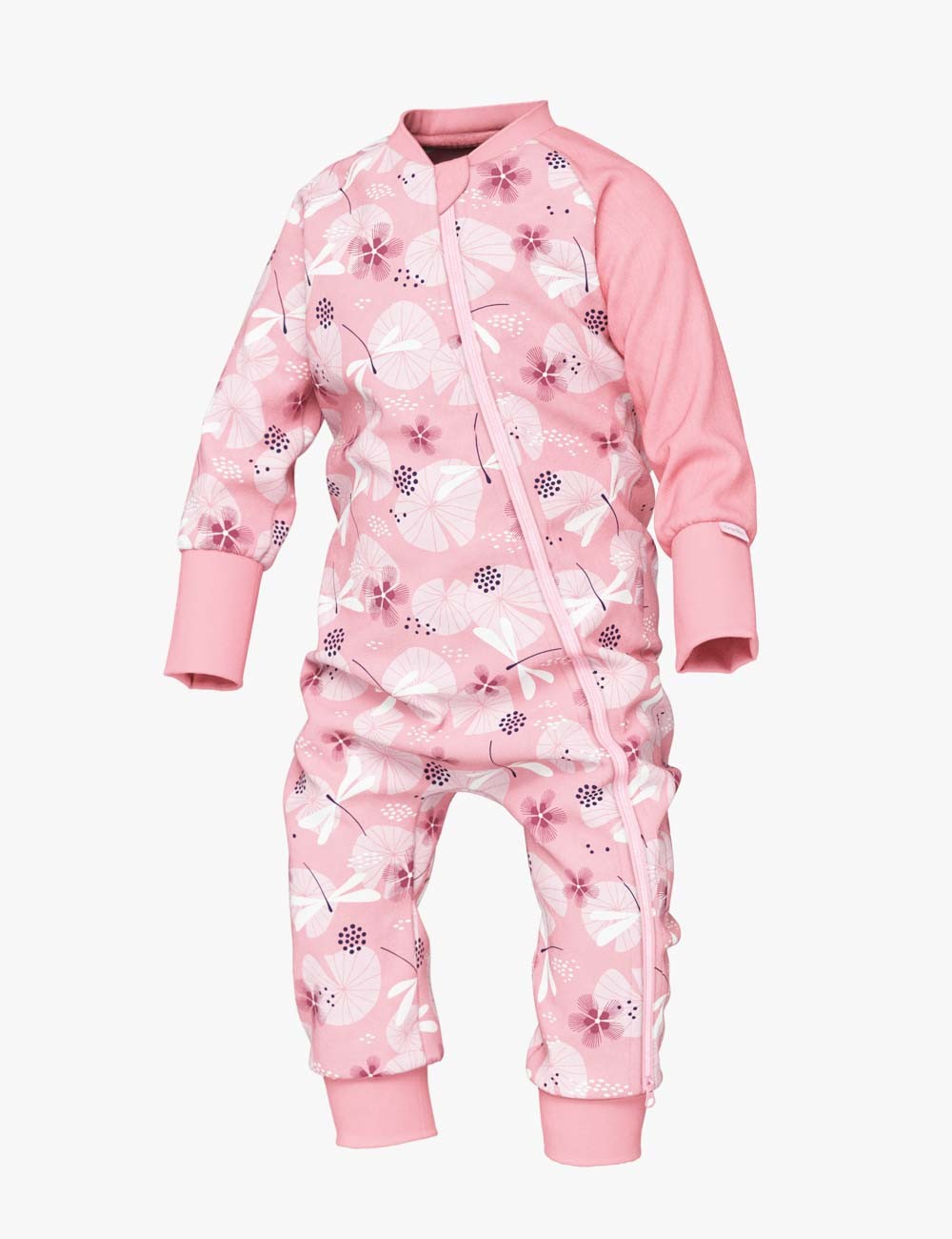 bold dragonfly baby sleepsuit with two-way zipper for easy changes