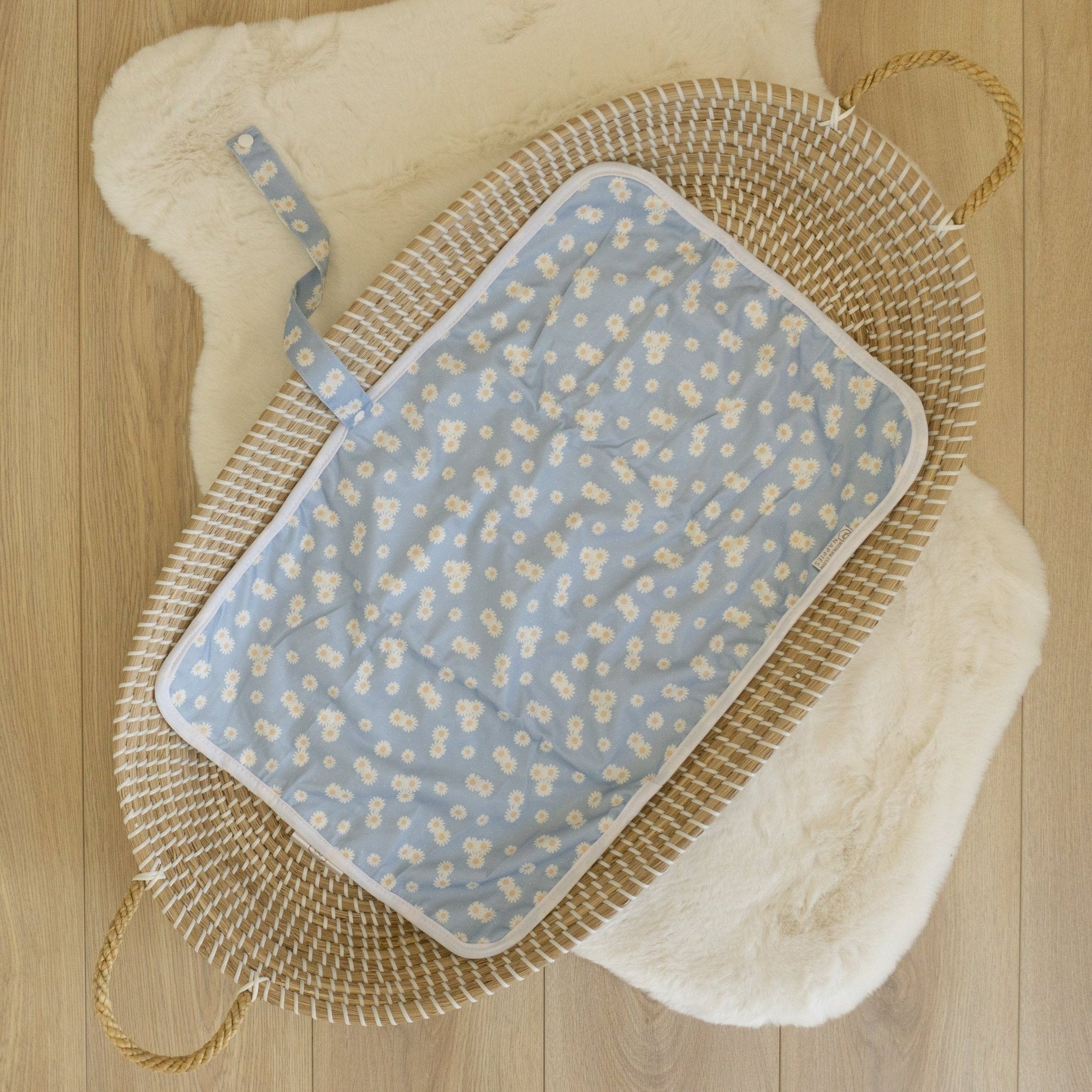 Baby Travel Changing Mat in Ditsy Daisy Sky Blue