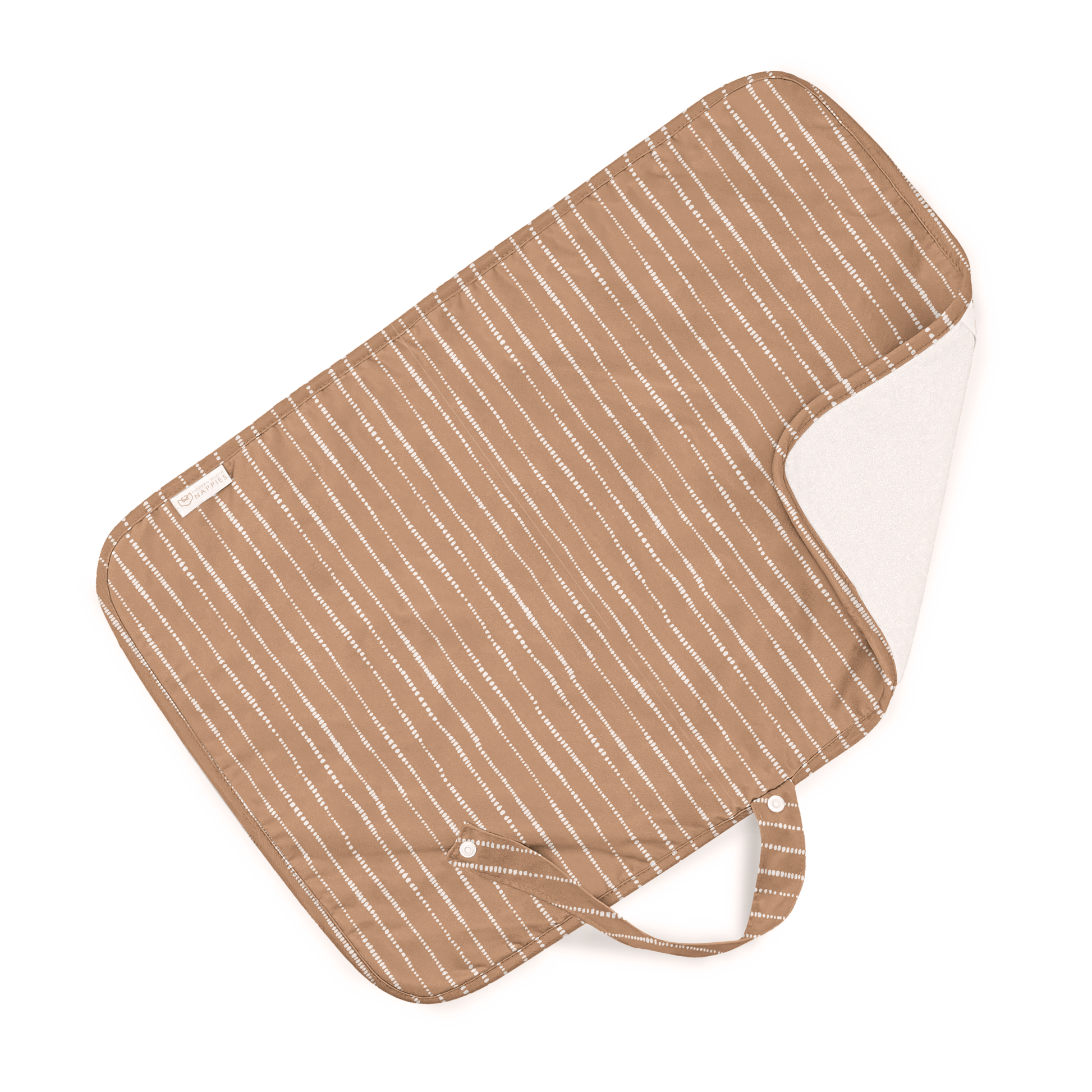 Portable Baby Changing Mat in Dune Tan and White