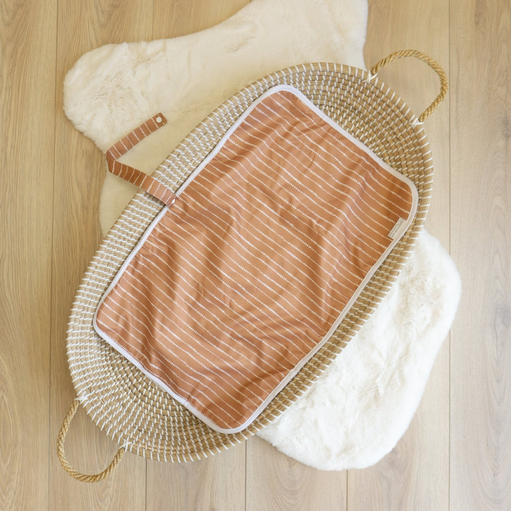 Portable Baby Changing Mat in Dune Tan and White