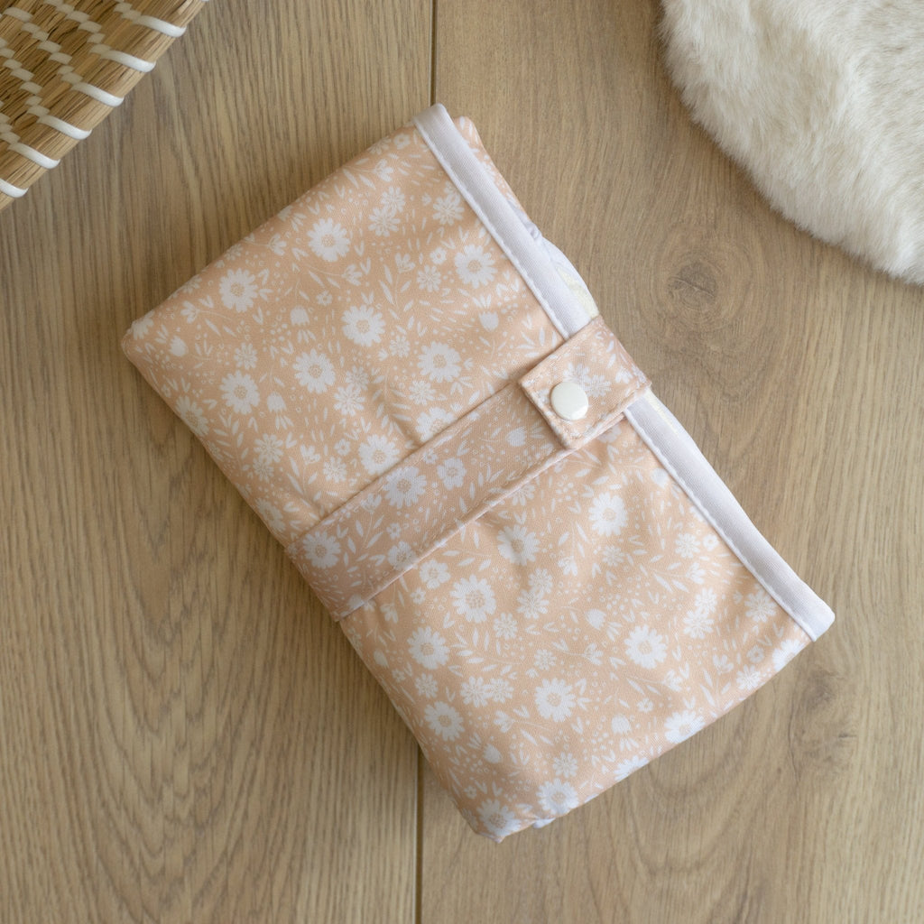 Baby Travel Changing Mat in Flower Power Peach