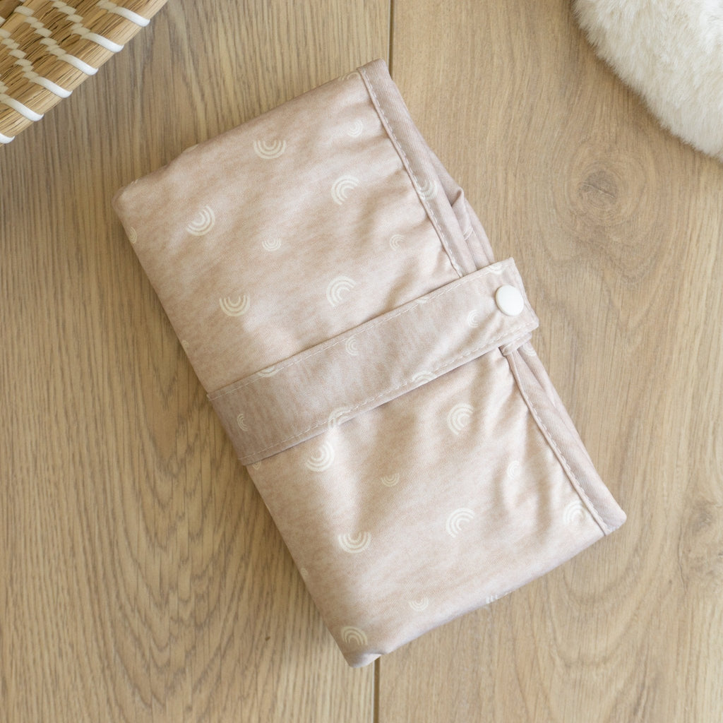 Baby Travel Changing Mat in Rainbow Oatmeal