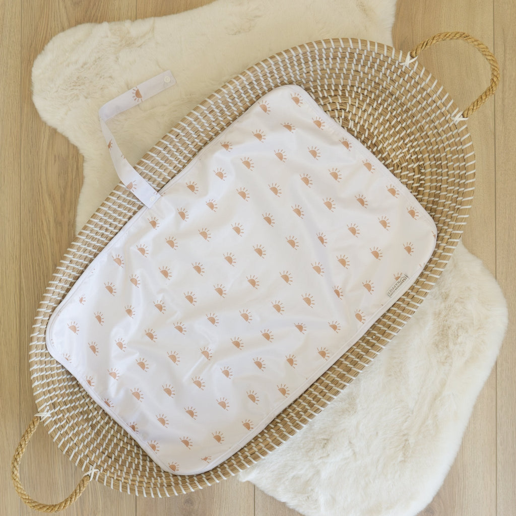 Baby Travel Changing Mat in Sunnies White and Camel