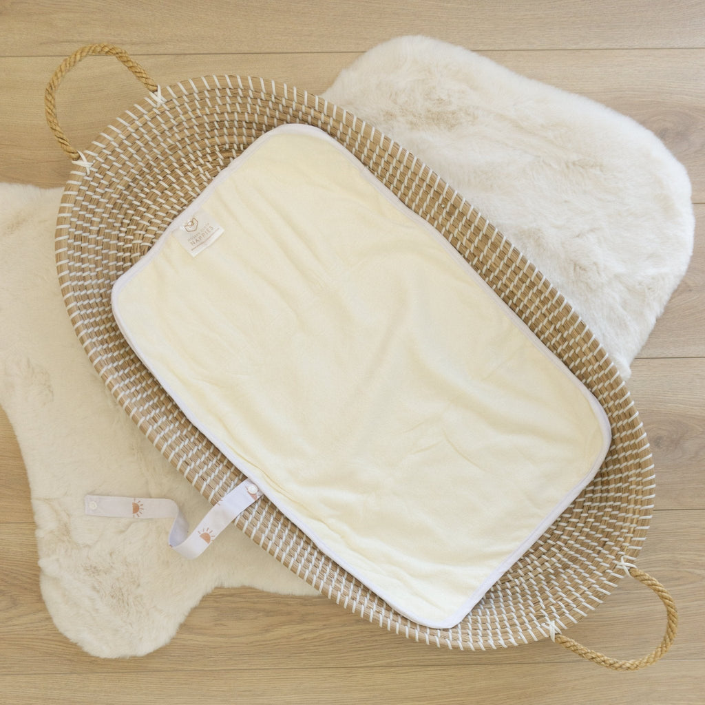 Baby Travel Changing Mat in Sunnies White and Camel