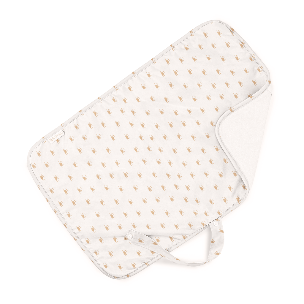 Baby Travel Changing Mat in Sunnies White and Camel