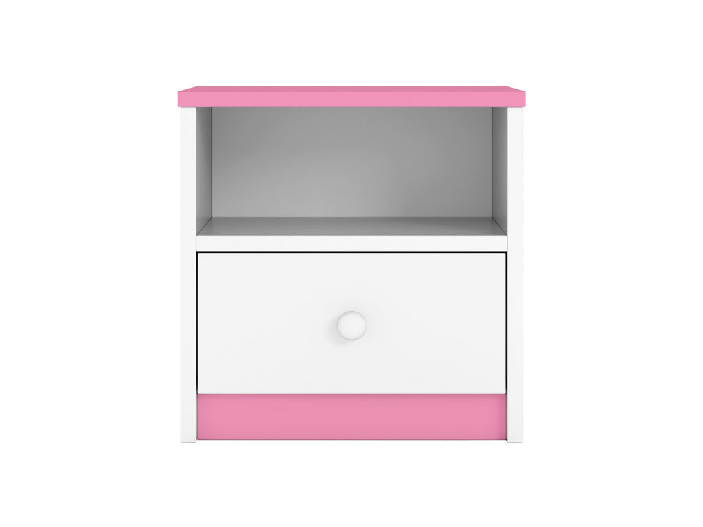 babydreams bedside table with drawer open showing storage space for kids room organization