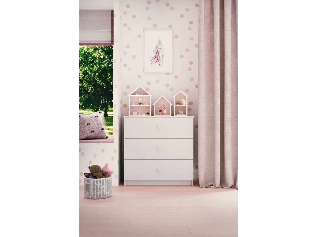 bold babydreams chest of drawers with three spacious drawers in a vibrant kids room setting