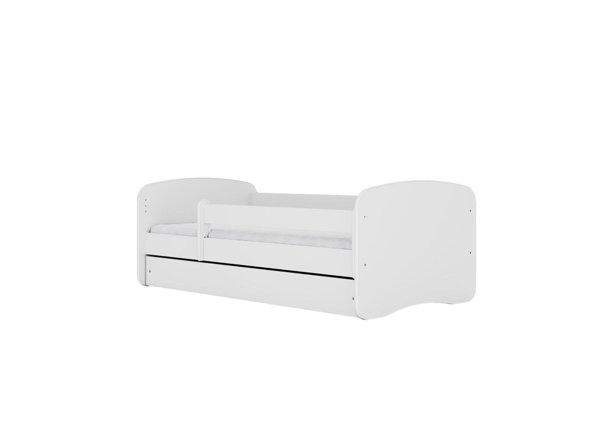 babydreams childrens bed with birch slat frame and two-drawer storage in a cozy bedroom setting