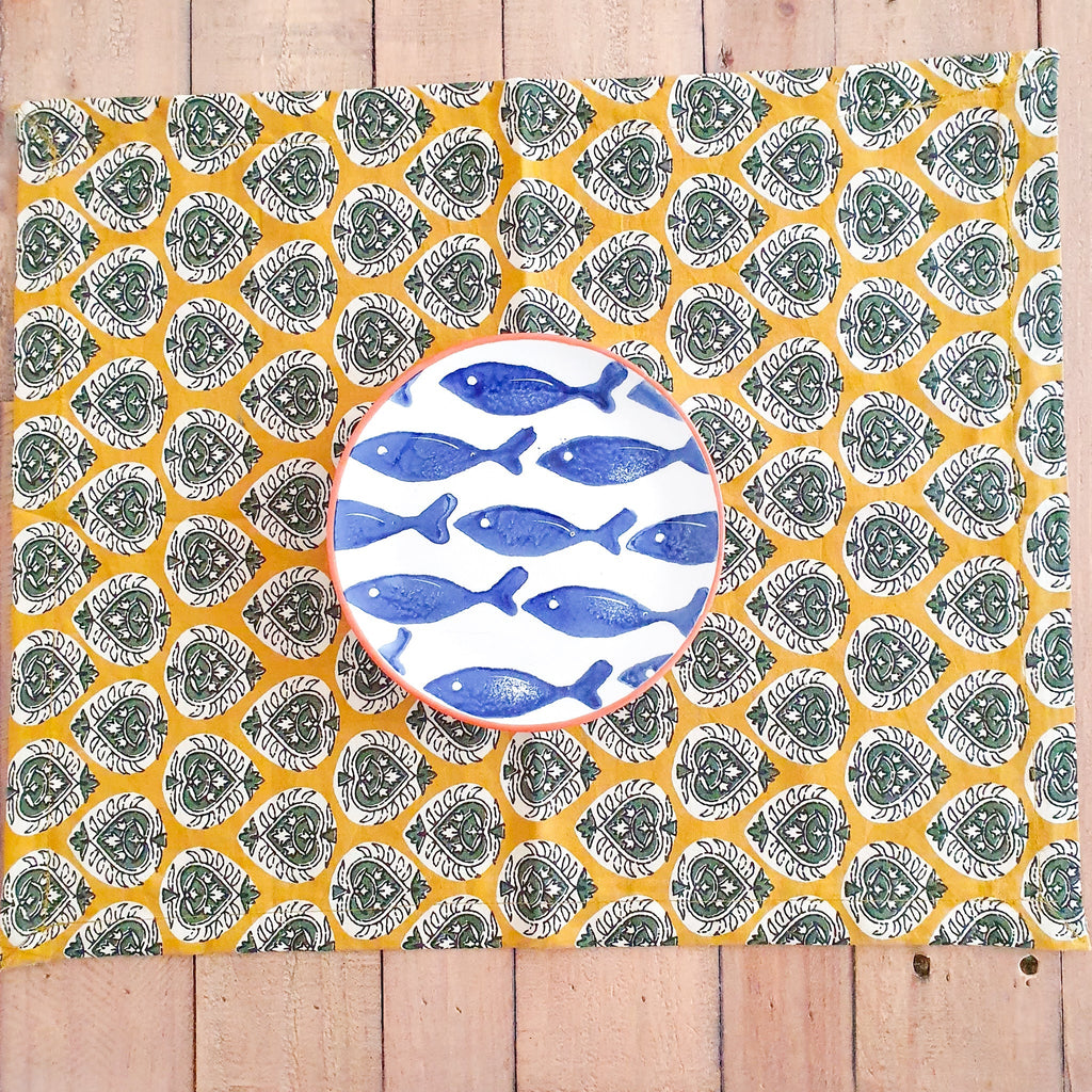 Bagru Block Printed Placemats Set of 2 Handmade Cotton Table Mats