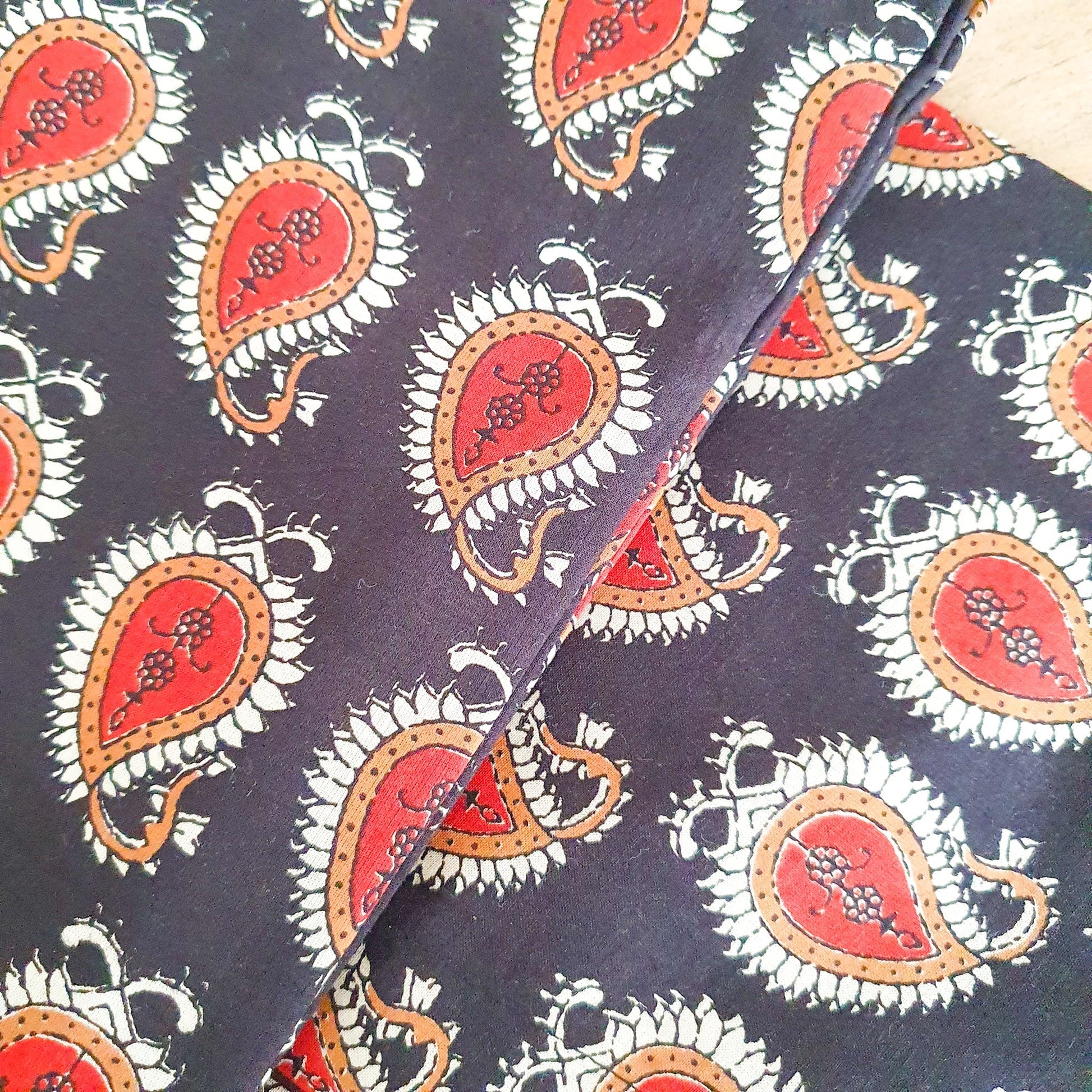Bagru Paisley Block Printed Placemats Set of 2 Handmade Cotton