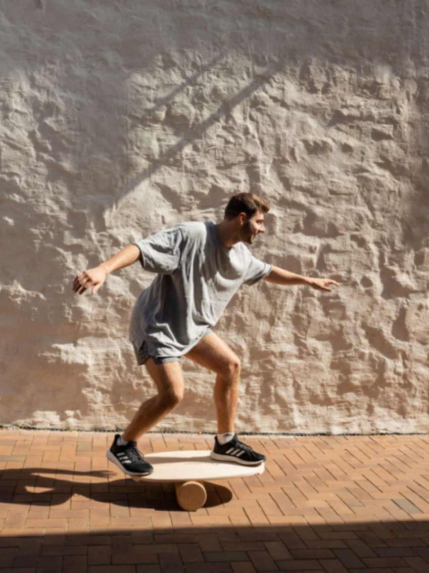 Rectangular Balance Board With Exercise Roll - No Logo