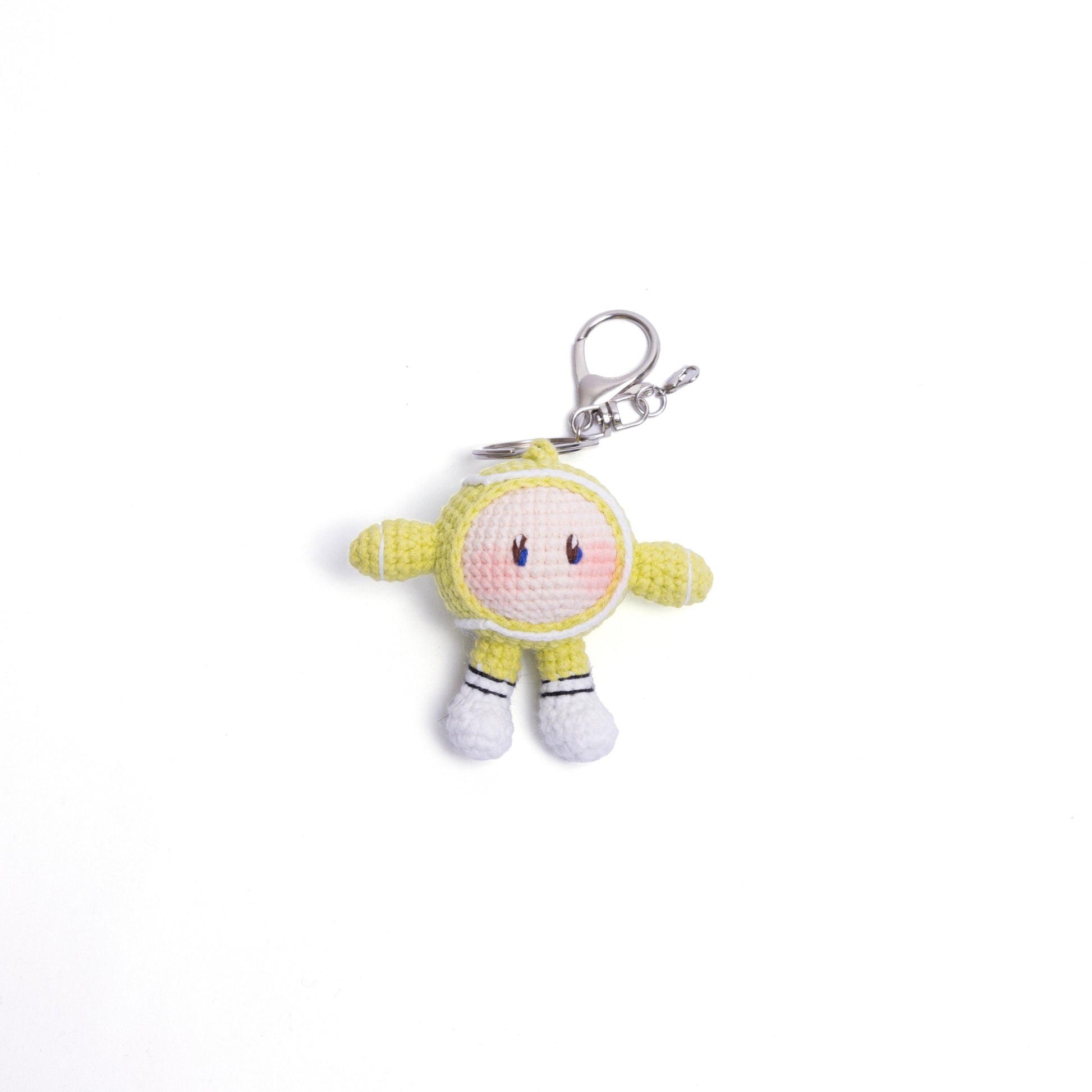 Crochet Tennis Ball Keychain with Smiling Face