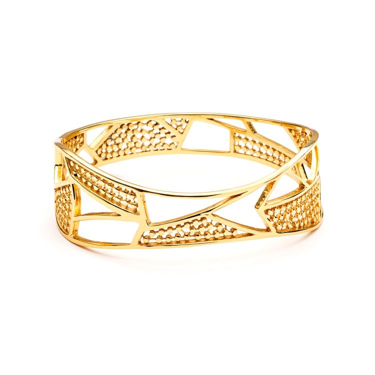 Etrusca Geometric Gold Sculptural Bangle
