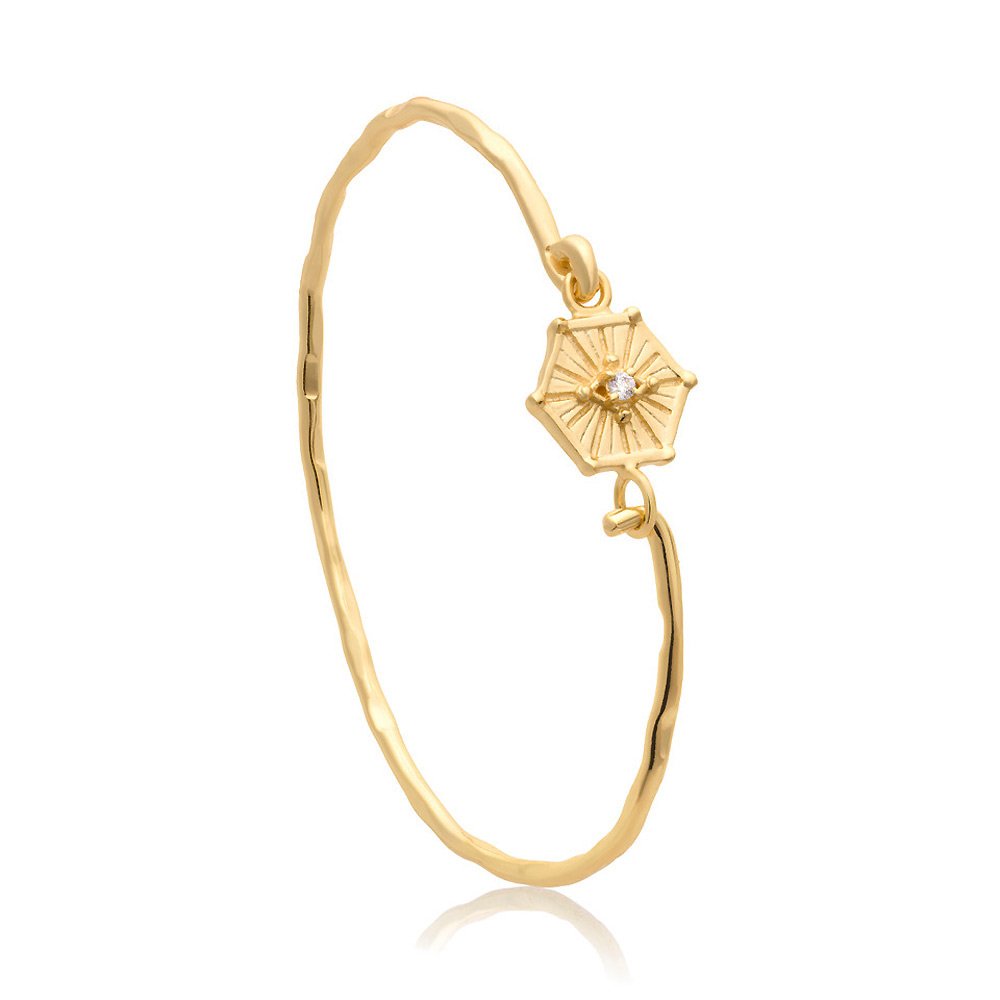 Astrul Hex Gold Coin Bangle Cubic Zirconia
