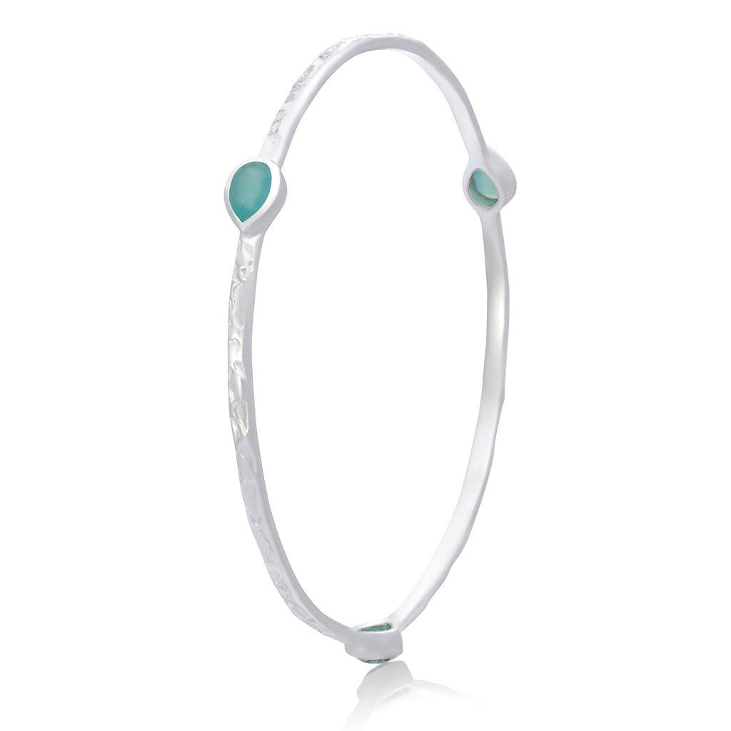 Three Stone Stacking Bangle in Silver with Pariba Onyx