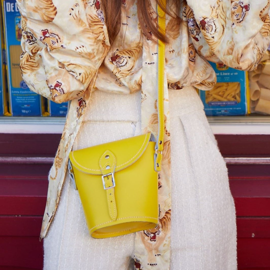 Handmade Leather Barrel Bag in Green