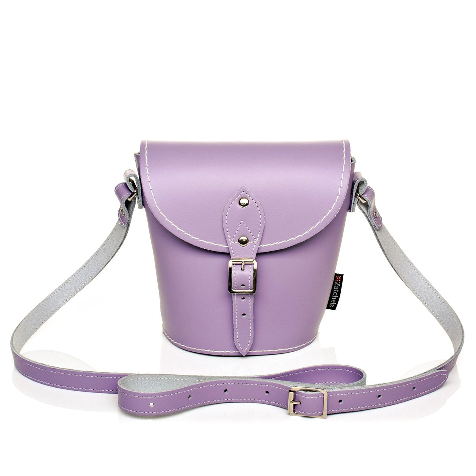 Handmade Leather Barrel Bag in Pastel Violet