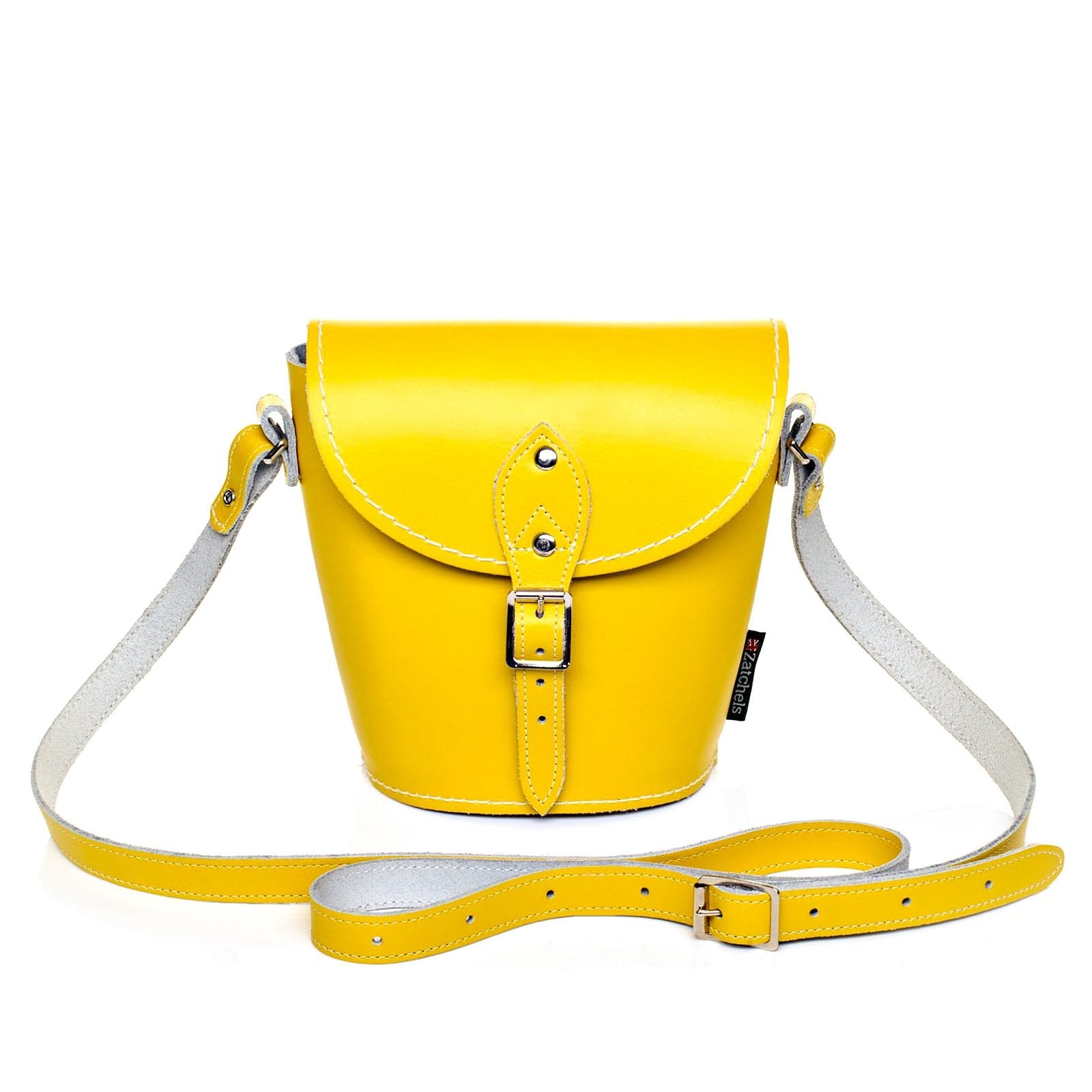 Handmade Leather Barrel Bag in Pastel Daffodil Yellow
