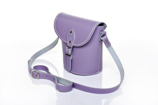 Handmade Leather Barrel Bag in Pastel Violet