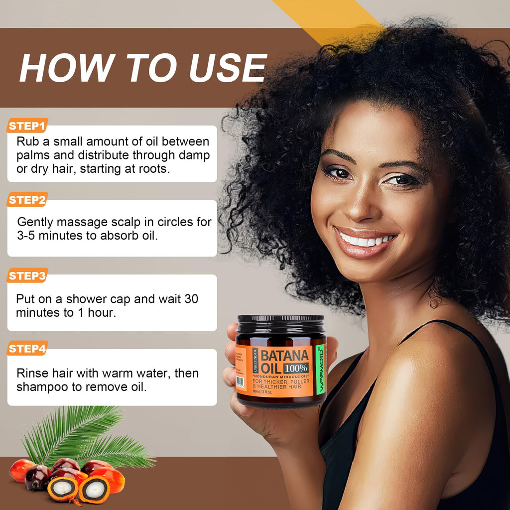 Raw Organic Batana Oil for Hair Growth 2 fl oz