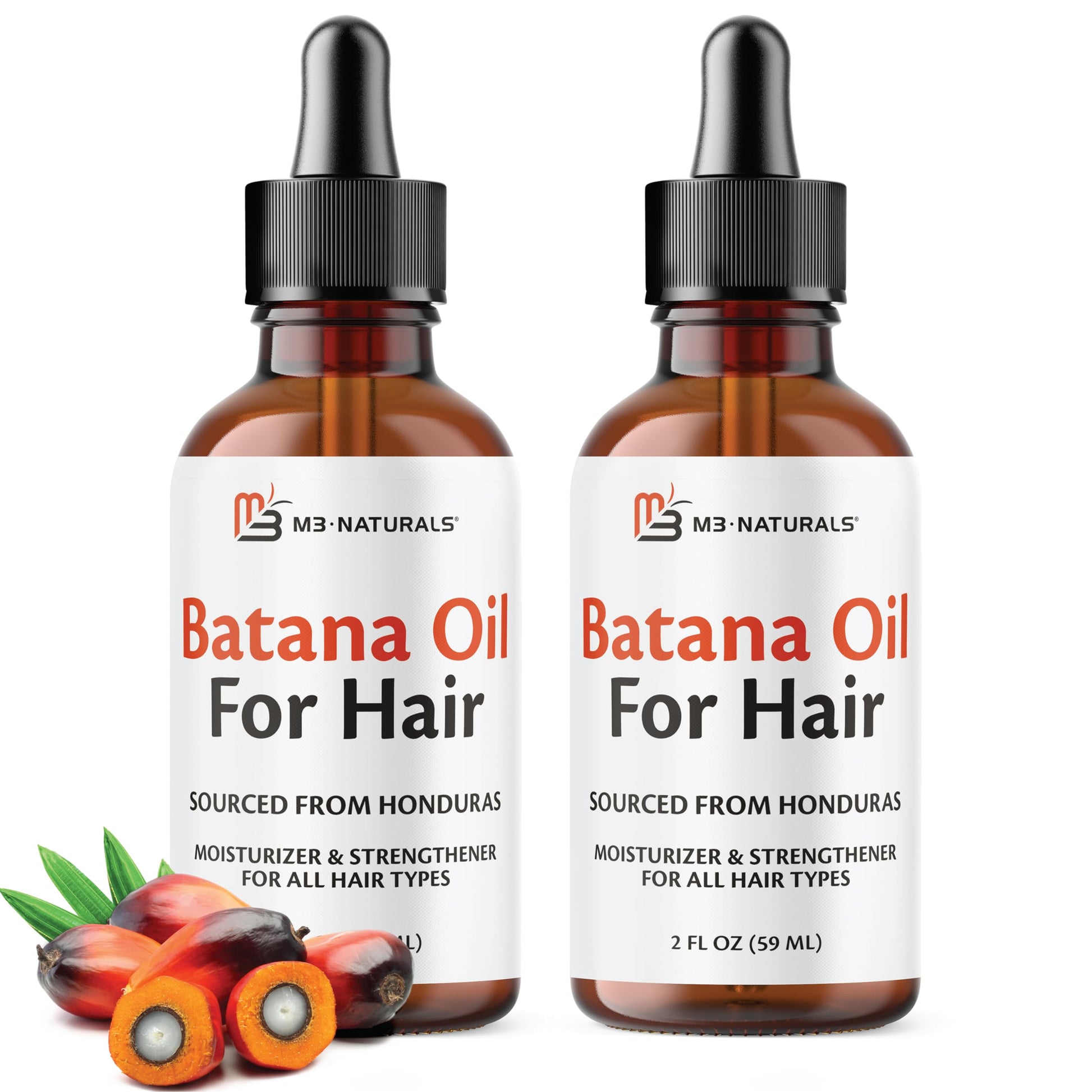 Pure Batana Oil for Hair Growth and Skin, Cold Pressed from Honduras, 2 fl oz Pair