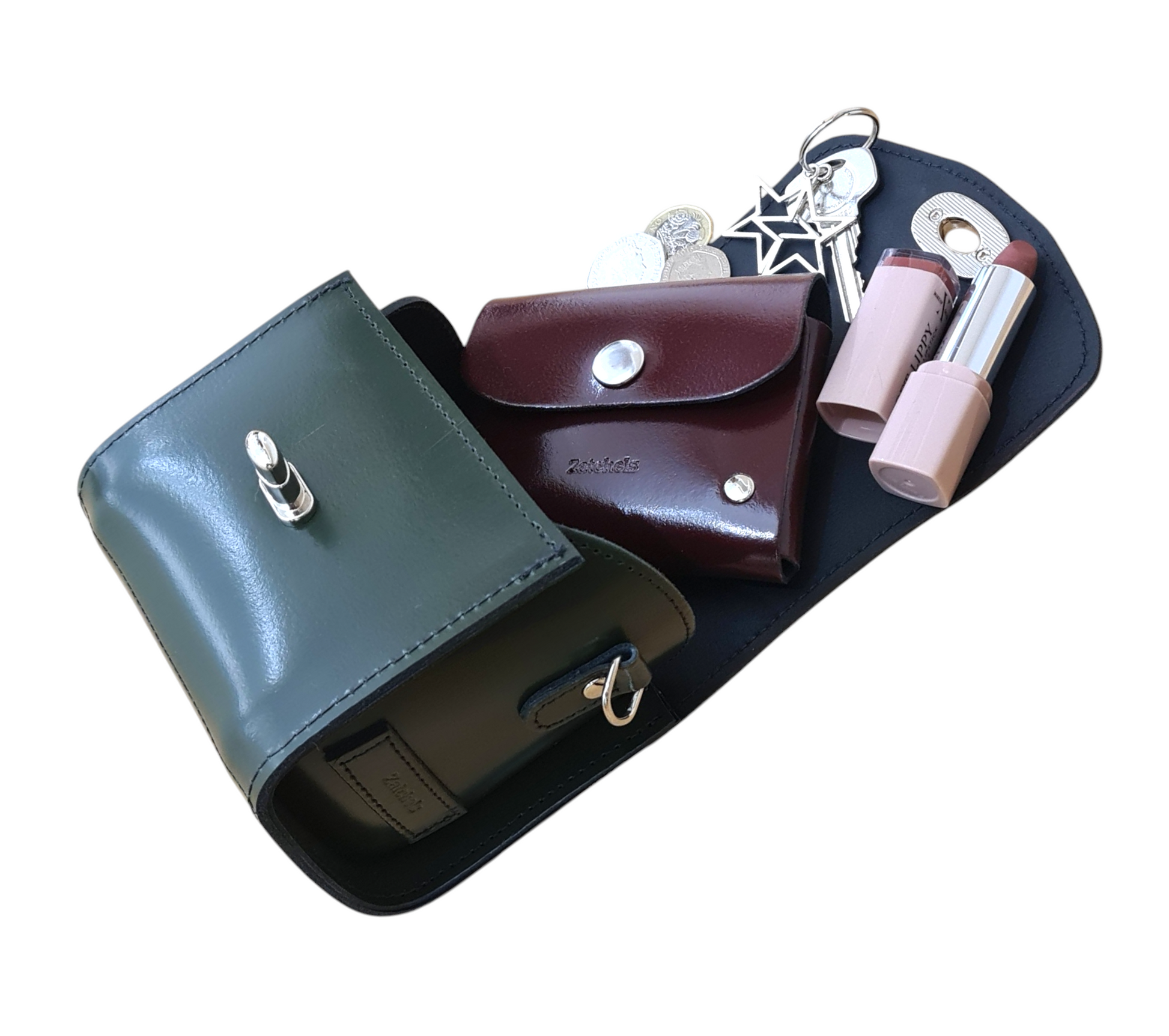 Handmade High Shine Leather Handbag in Black