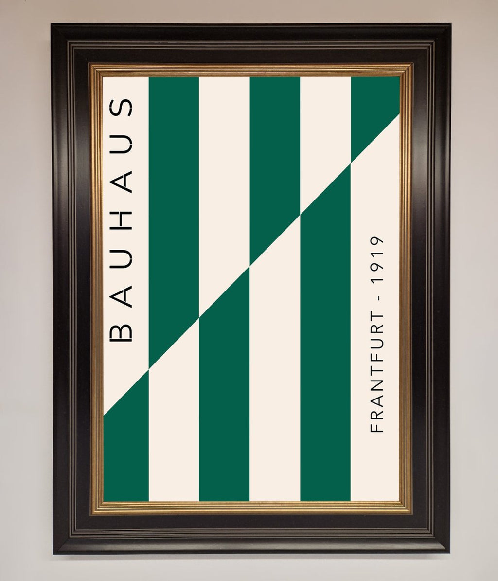 Green and White Bauhaus Framed Print
