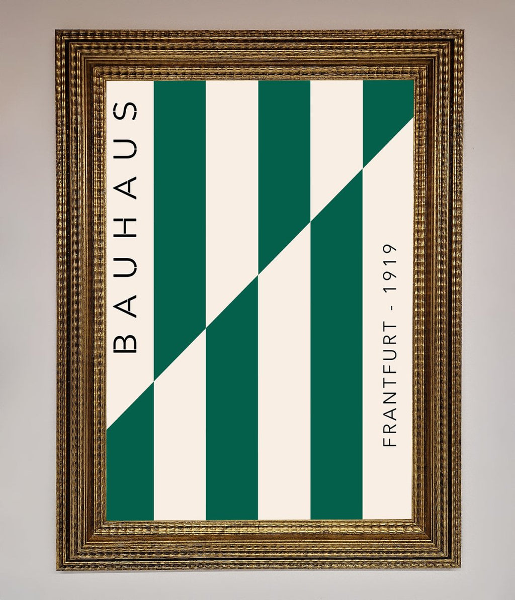 Green and White Bauhaus Framed Print