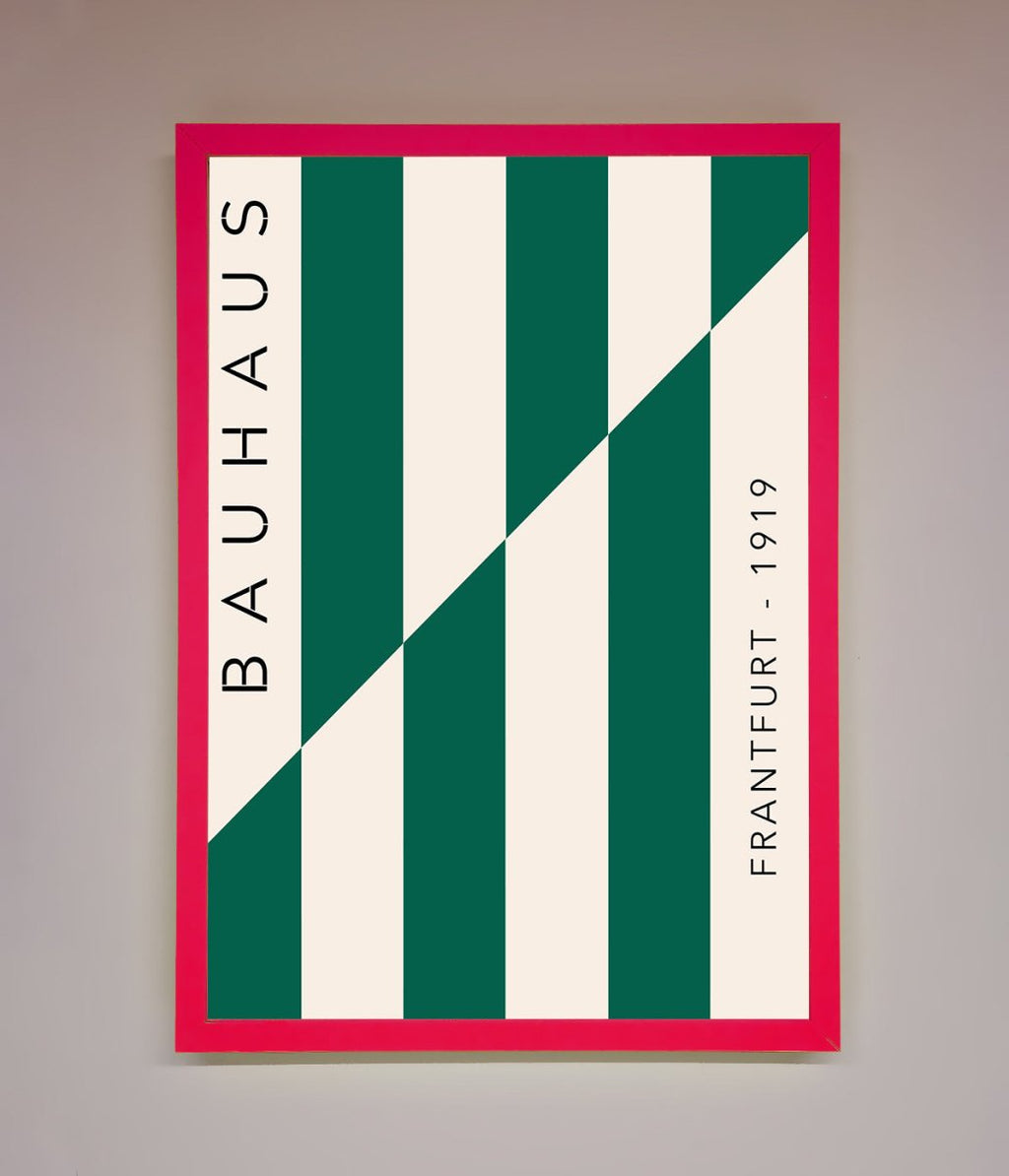 Green and White Bauhaus Framed Print