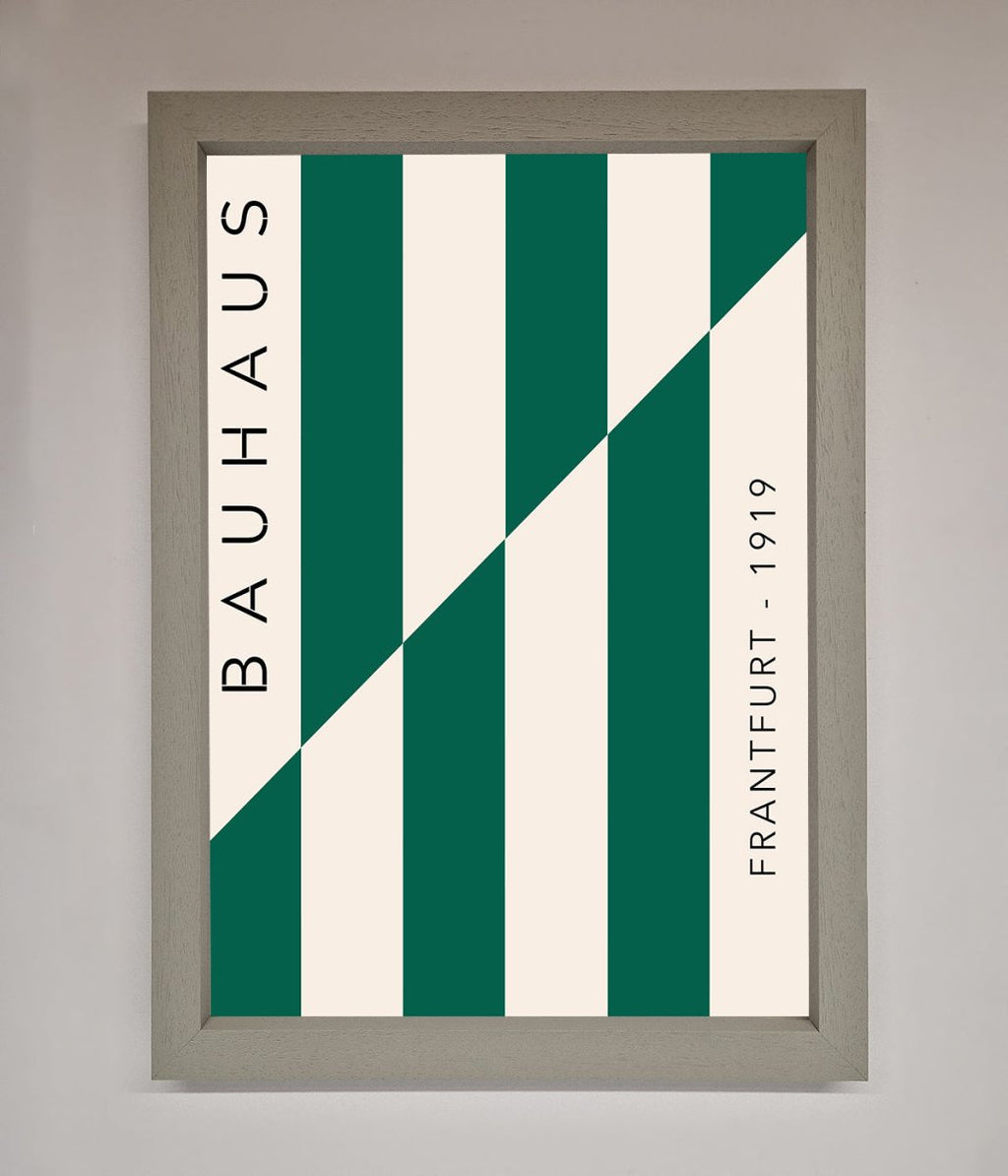 Green and White Bauhaus Framed Print