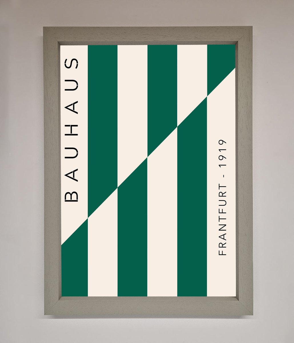 Green and White Bauhaus Framed Print