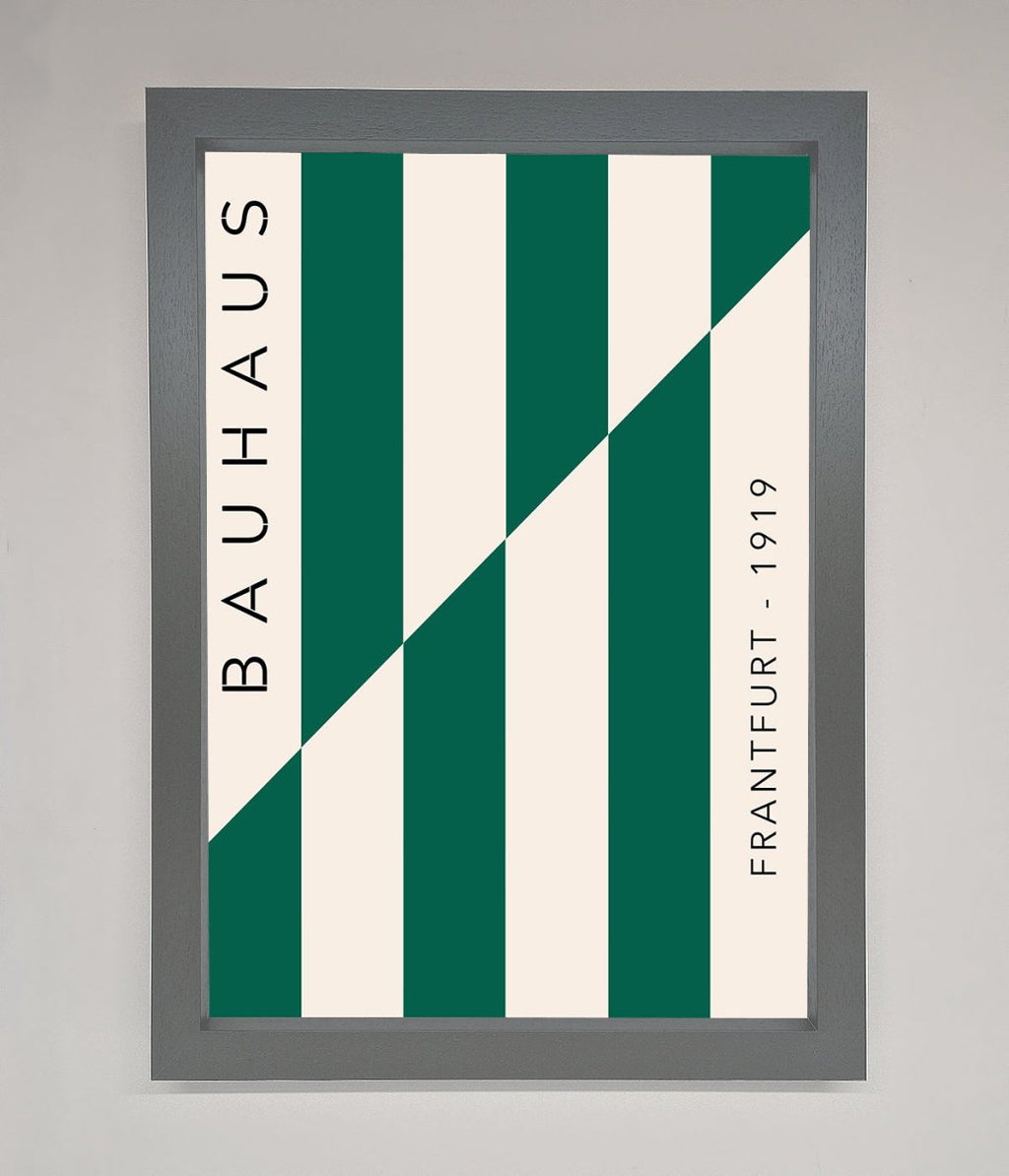 Green and White Bauhaus Framed Print