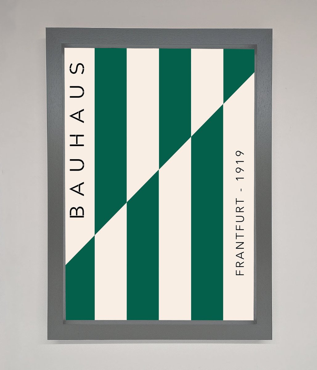 Green and White Bauhaus Framed Print