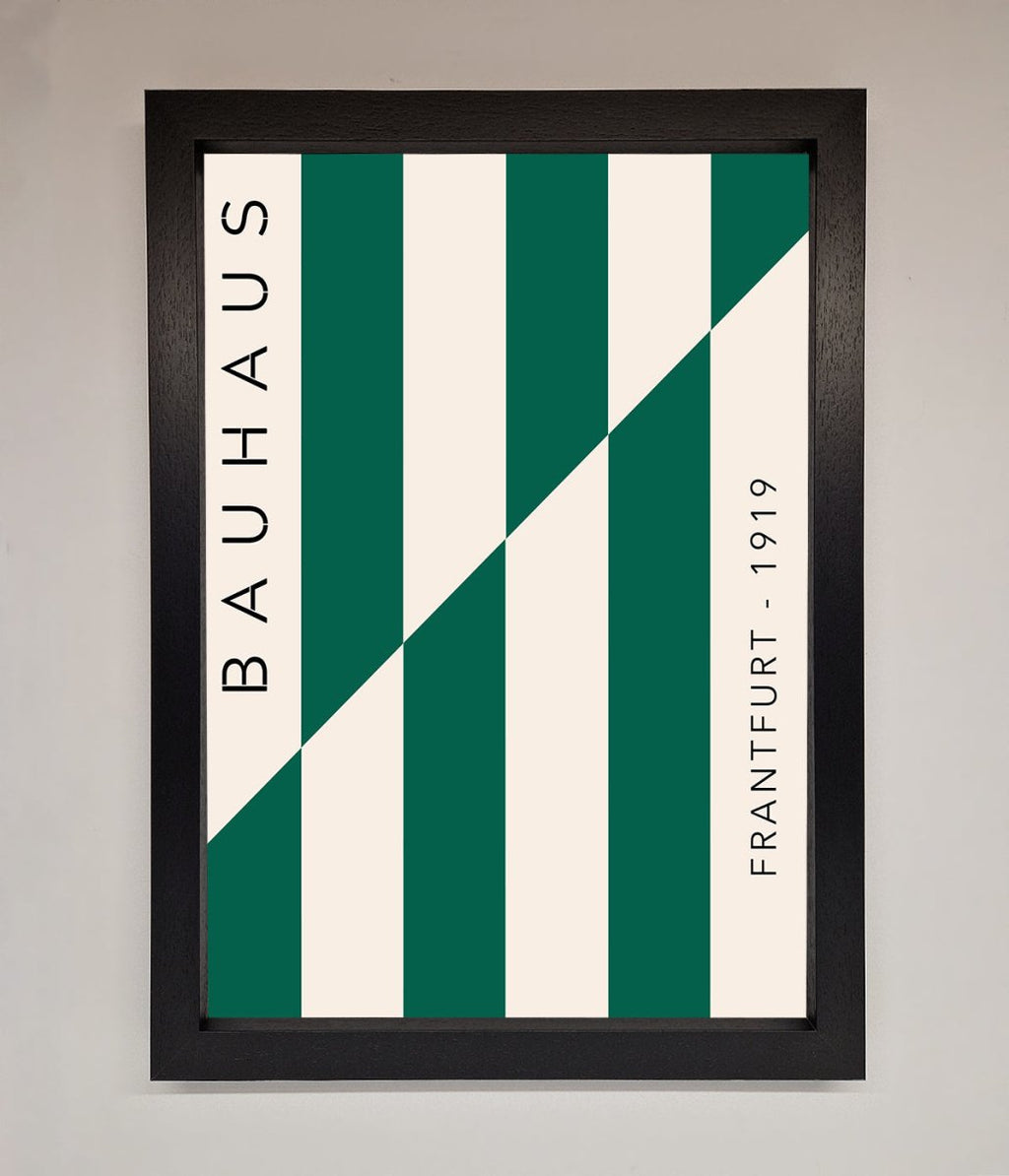 Green and White Bauhaus Framed Print